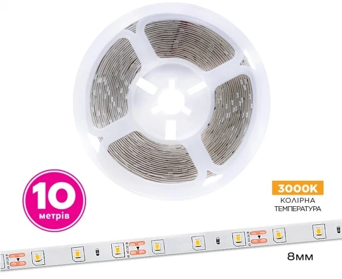 Світлодіодна стрічка ELM 2835 60LED IP20 3000K 10м (19-0013-10)